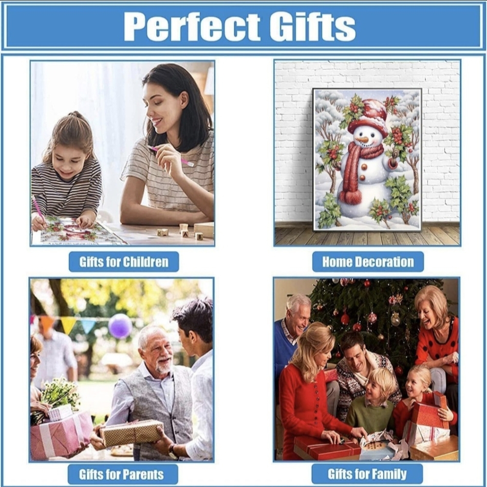 Winter Holiday Red Holly Snowman 5D Diamond Painting Kit New - Picture 5 of 7